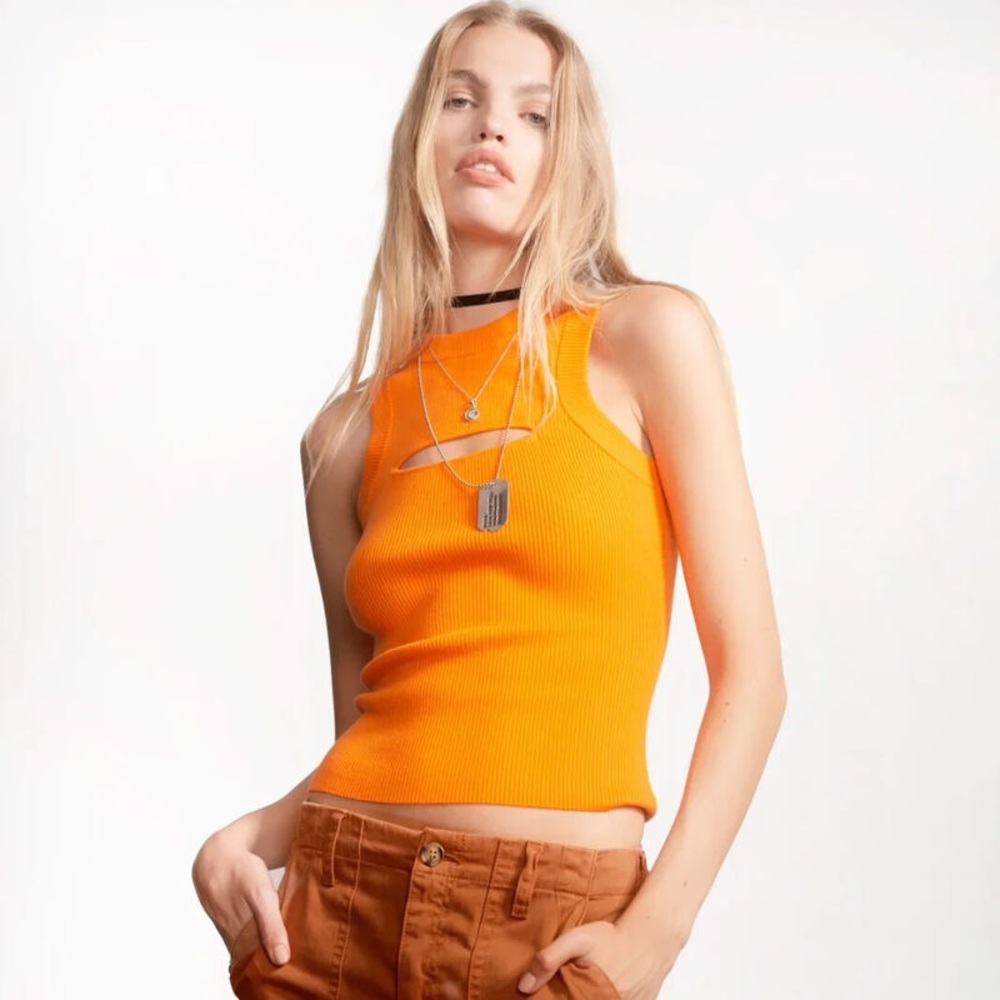 Pistola Bright Orange Cut-Out Peek-a-Boo Blouse